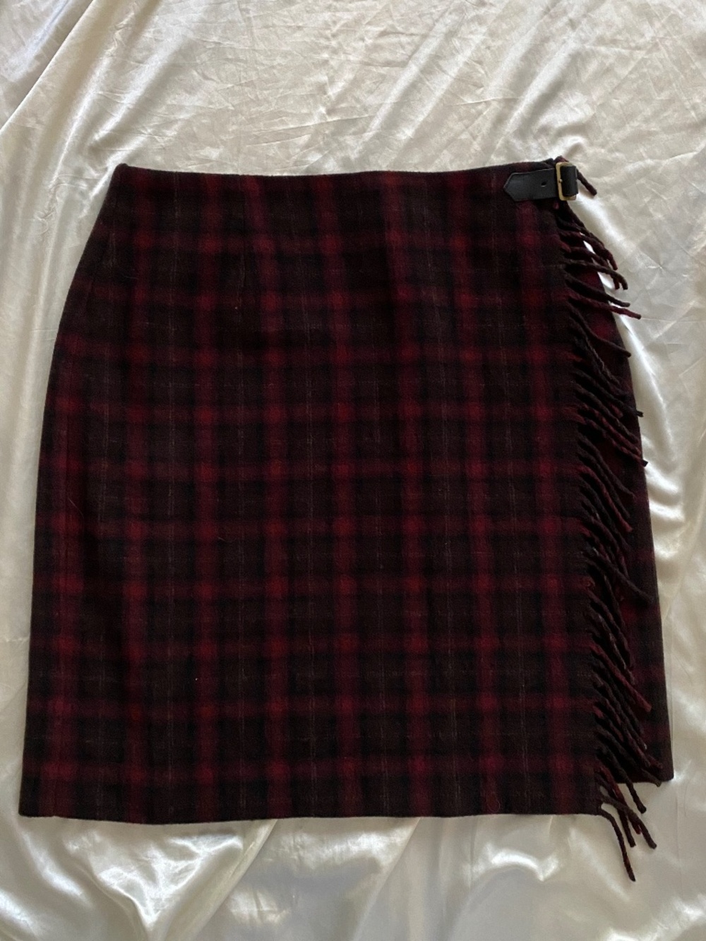 Vintage 1990s Eddie Bauer Plaid Tartan Fringe Kilt Mini Skirt Preppy Academia 12
